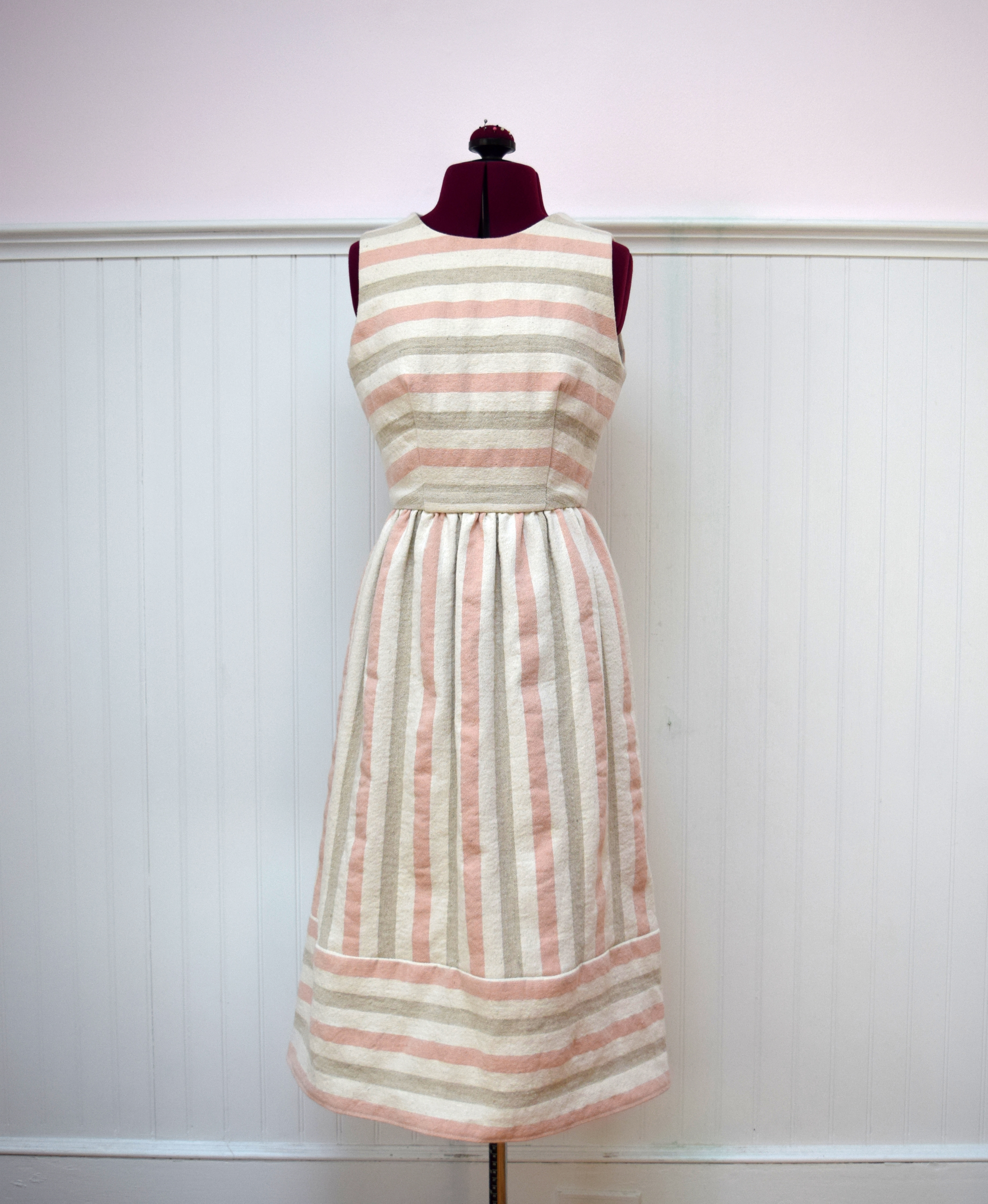 Spring Stripe Dress with Measure Fabric - Trish Stitched